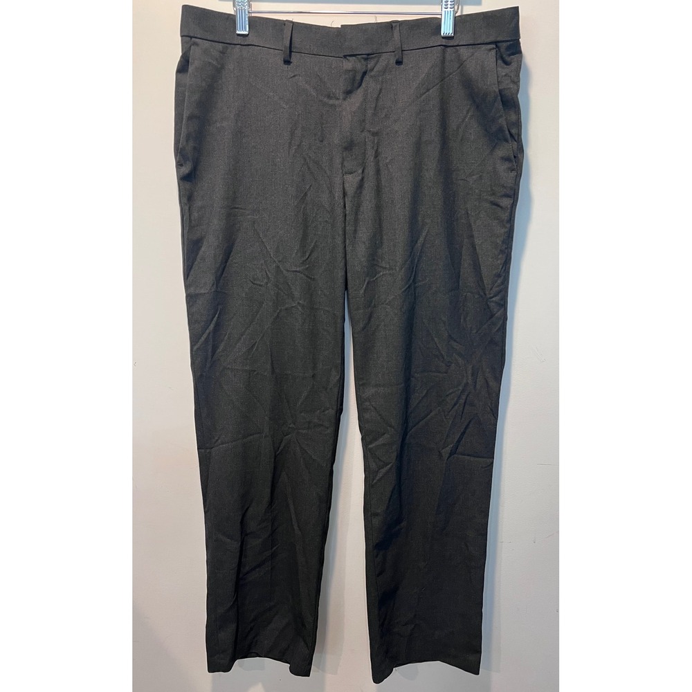 Haggar Mens Gray Straight‎ Fit Premium Stretch Dress Pants Size 36x30
